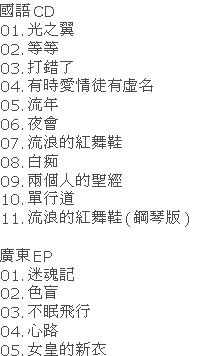 Songlist Faye Wong